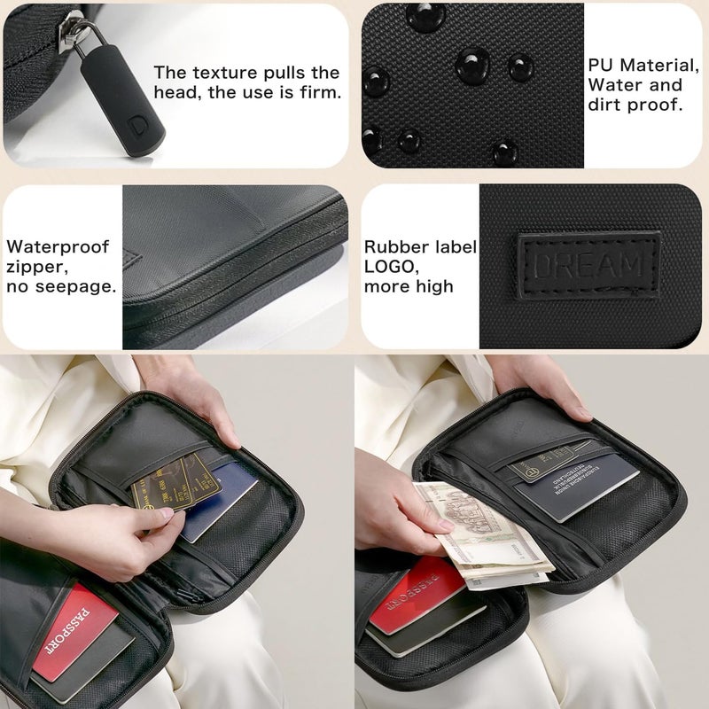 Higoney Waterproof Passport Holder, RFID Blocking Wallet, Portable Travel Document Organizer for Men & Women (Beige) - Image 5